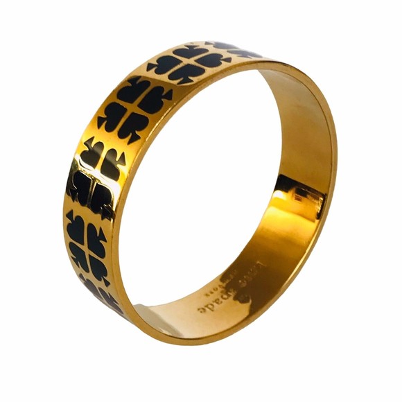 Kate Spade Play Your Cards Right Bangle Bracelet Black Goldtone - Picture 8 of 8